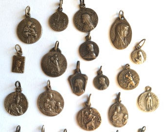 One Lot Old and Vintage Miniature Religious Medals