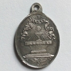 Antique Religious Small Medal First Communion Signed Vachette