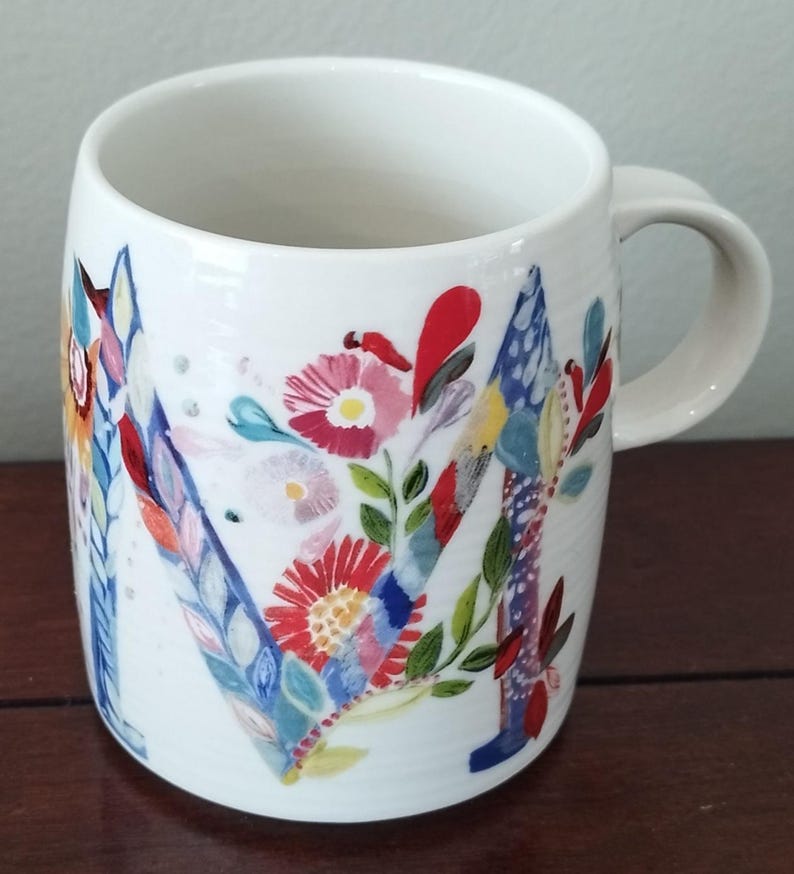 Ceramic Coffee Mug petal palette Monogram from Anthropologie image 1