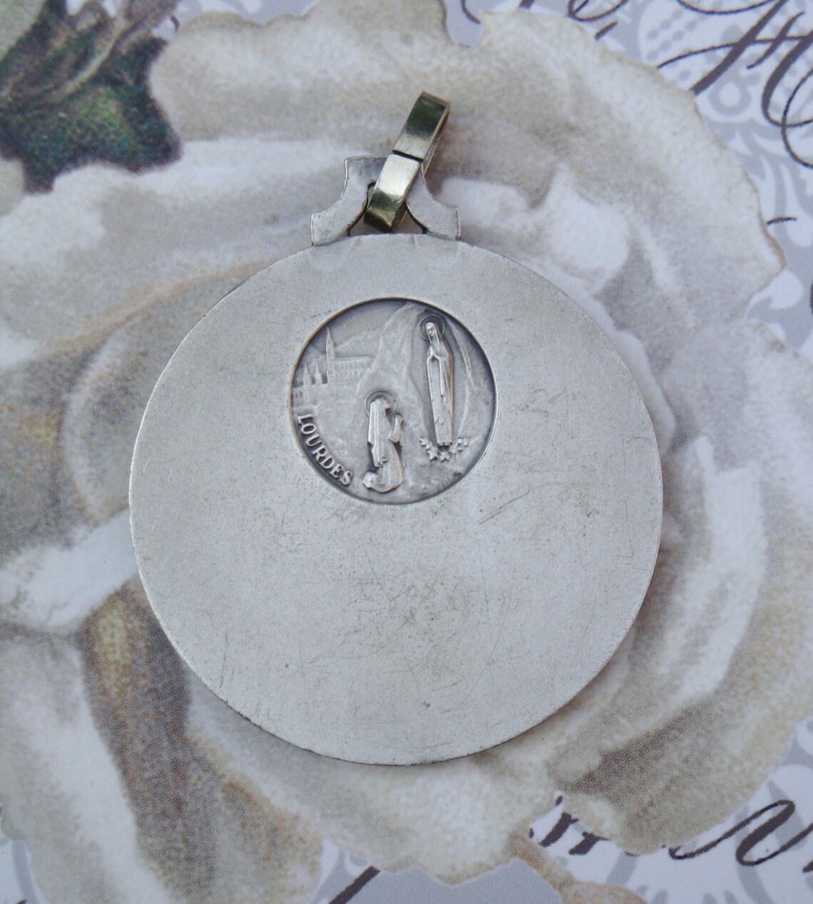 Vintage French Religious Medal Virgin Mary Ave Maria - Etsy