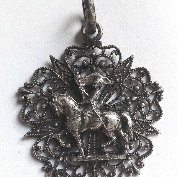 Rare Vintage Medal St. Joan Of Arc On Horseback