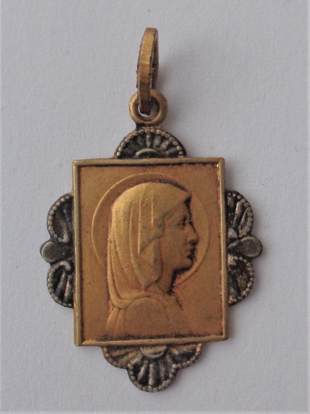 Vintage Religious Medal Virgin Mary - Etsy