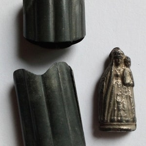 Rare Old Religious Pocket Shrine Miniature Statue Virgin Mary