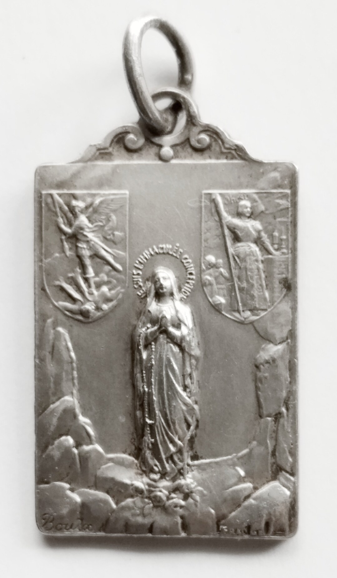 Antique Religious Medal St. Michael and St. Joan of Arc Etsy