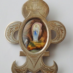Old Religious Frame Apparition Of Lourdes