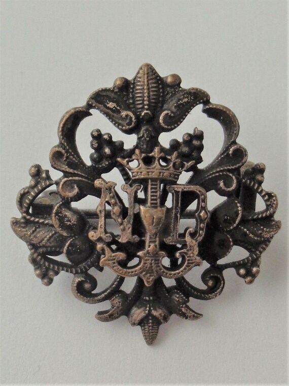 Antique Brooch Monogram Our Lady