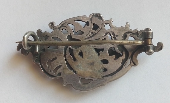 Gorgeous Old Solid Silver Brooch St. Joan of Arc - image 2