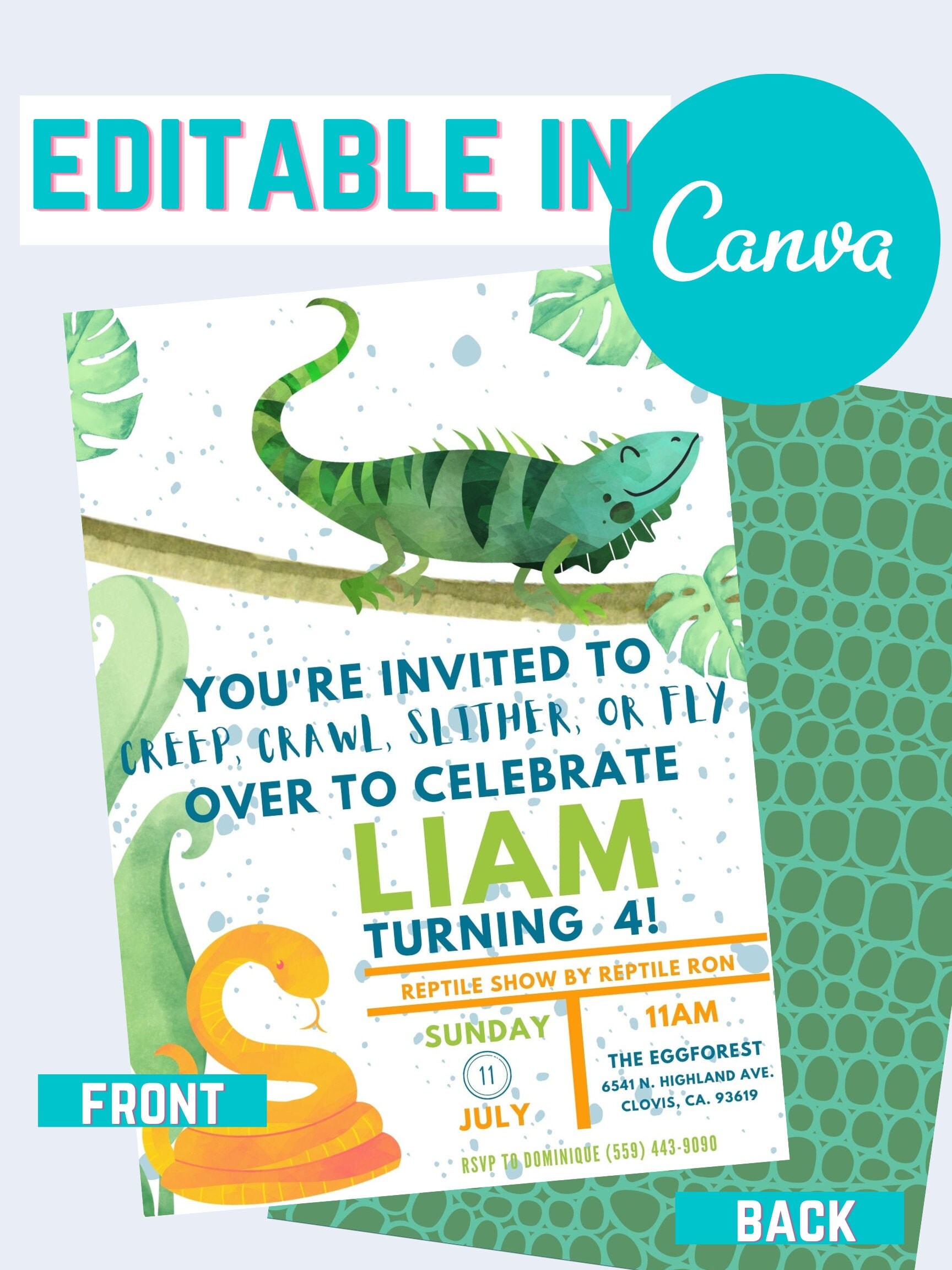 Reptile Invitation Reptile Birthday Invitation Reptile - Etsy España