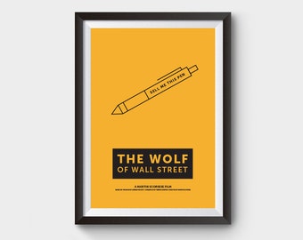 The Wolf Of Wall Street Movie Poster, minimalist movie poster, A4, A3 and A2 size film poster, Gifts for him, Gifts for her