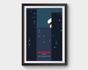 Ghostbusters Movie Poster - minimalist movie poster - A4, A3 and A2 size film poster, Gifts for him, Gifts for her, boys bedroom decor