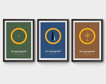 Lord of The Rings - collection of 3 - A3/A4 movie poster, film poster, minimalist movie poster, LOTR trilogy, hobbit, gollum, two towers,