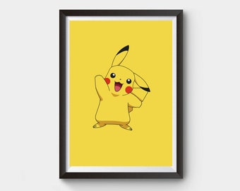 Pokemon Pikachu Poster, minimalistisches Filmplakat, minimales Filmplakat, Filmplakat, Poster, Filmgeschenk, Filmdrucke, Posterfilm,