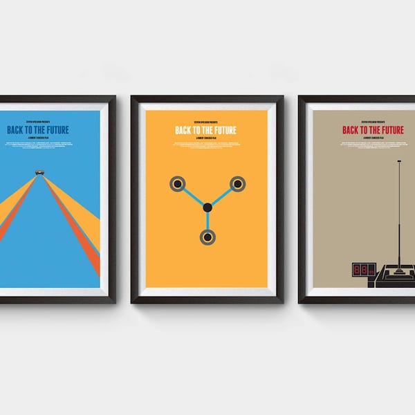 Back to the future Movie Poster Trilogy x 3, minimalist movie poster, minimal movie poster, film poster, poster, movie prints, poster film,