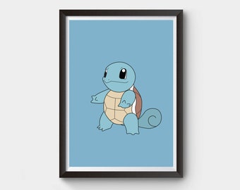 Pokemon Squirtle Poster, minimalistisches Filmplakat, minimales Filmplakat, Filmplakat, Poster, Filmgeschenk, Filmdrucke, Posterfilm,