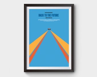 Back to the Future Movie Poster - minimalist movie poster, A4, A3 and A2 size film poster, Gifts for him, Gifts for her, delorean car print