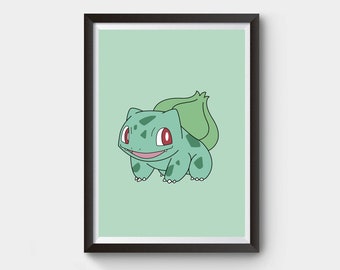 Pokemon Bulbasaur Poster - minimalist movie poster - Gifts for him, Gifts for her, kids decor, kids bedroom, gift for kids, nursery art