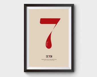 SE7EN, Seven Movie Poster, minimalist movie poster, minimal movie poster, film poster, poster, movie prints, poster film, seven poster, film