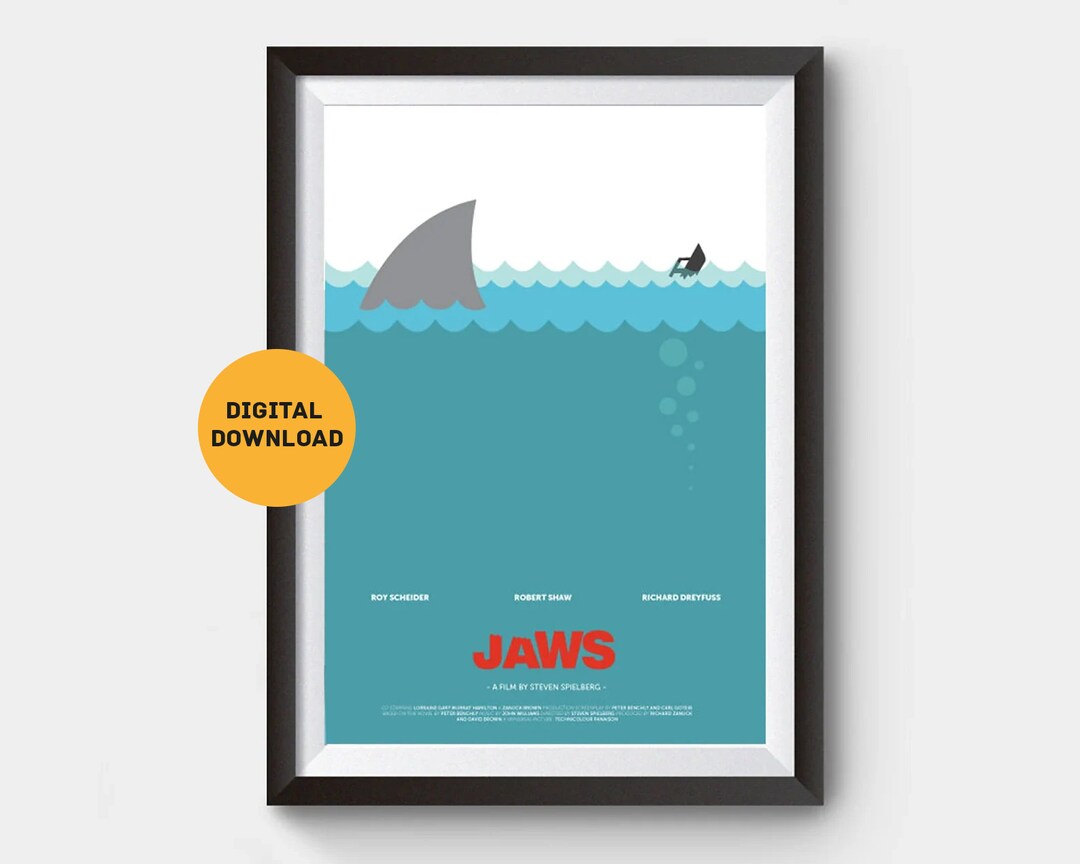 Jaws Movie Poster Digital Download Minimalist Movie Poster Wall Art ...