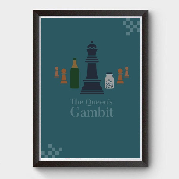 The Queens Gambit - A3 movie poster, print, minimalist, minimal print, minimalist movie poster, queens gambit print, queens gambit minimal