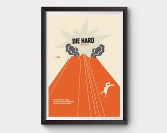 Die Hard Movie Poster - minimalist movie poster - A4, A3 and A2 size film poster, Gifts for him, Gifts for her, boys bedroom decor, wall art
