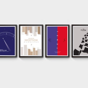 Christopher Nolan Collection - x4 prints - inception poster, tenet poster, prestige poster, interstellar poster, minimalist movie poster