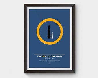 The Two Towers Movie Poster, minimalist movie poster - A4, A3 and A2 size film poster, Gifts for him, Lord of the rings poster