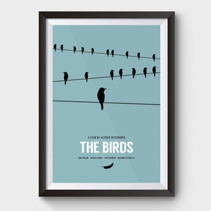 The Birds Movie Poster, minimalist movie poster, alfred hitchcock, rear window, dial m for murder, the birds film poster, Hitchcock poster