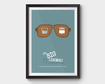 The Big Lebowski Movie Poster - A3/A4 Film, Filmposter, minimalistisches Filmplakat, Coen Brothers, the dude abides, Big Lebowski Art, Bowling