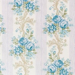 VINTAGE FRENCH FLEUR Bleue Wallpaper Original Floral 60s 70s