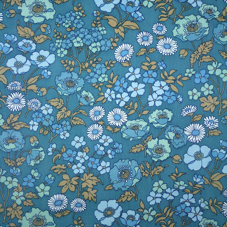 RESERVED Scandinavian VINTAGE BLUE Floral Small Pattern Wallpaper Etsy