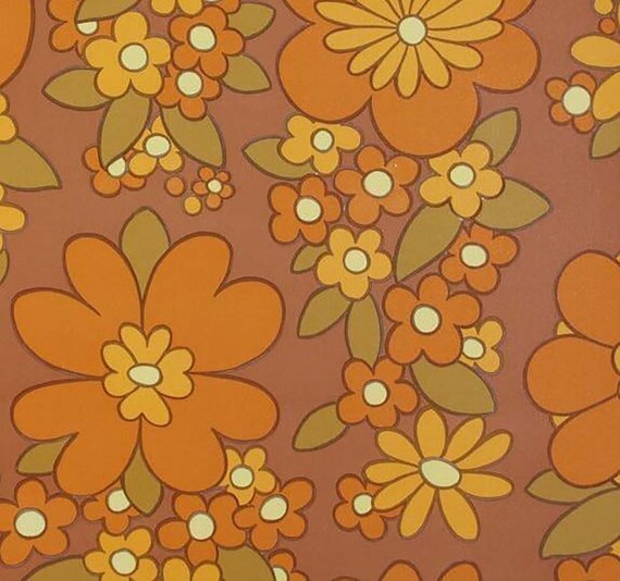 1970s 196Os ORIGINAL DANISH MIDCENTURY MODERN Vintage Original Floral Wallpaper