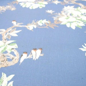 1950s BLUE BIRDS Singing in the Window ORIGINAL Vintage Wallpaper 50s 1960s