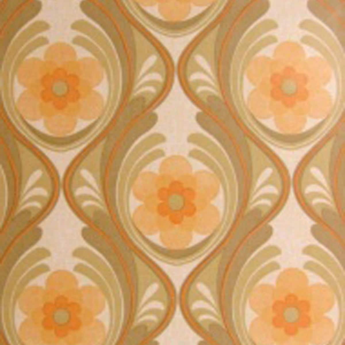Vintage 1960s Original Geofloral Mid Century Modern Brown Wallpaper Vintage 1960s Original Geofloral Mid Century Modern Brown Wallpaper