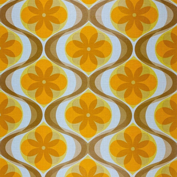 MOD 1960s 1970s Orange Sherb Geometric Floral Vintage Original MCM wallpaper