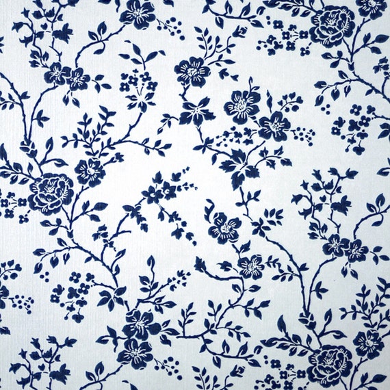 1970s French Blue Floral Amour Fleur Bleue Wallpaper Vintage | Etsy