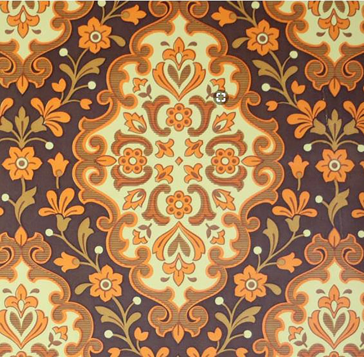 Original Sixties 70's Orange Paisley Vintage Wallpaper Mid Century