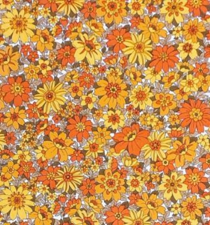 1970s Original Where Have All the Flowers Gone Floral Retro Wallpaper