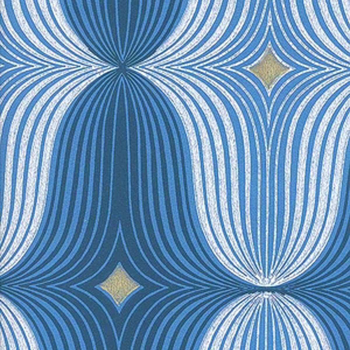 BLUE MIDCENTURY MODERN Geometric Designed Wallpaper 1970s Minimalist Etsy