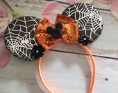 Halloween Mouse ears headband- orange and black mouse ears-Dress up-party headband