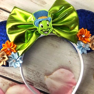 Jiminy Cricket inspired Minnie Mouse ears headband