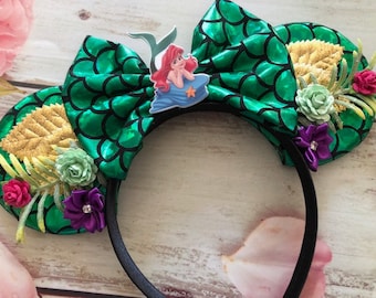 Ariel Inspired- Mouse Ears Headband-Under the Sea Party Headband-Little Mermaid-Halloween costume,dress up, vacation