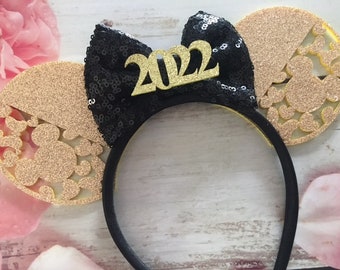 Happy New Year 2022 Minnie Mouse ears headband New Year's Eve party hat