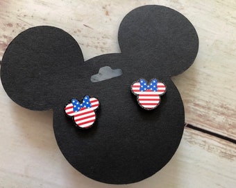 Fourth of July  Minnie Mouse ears earrings