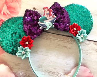 Ariel Inspired- Mouse Ears Headband-Under the Sea Party Headband-Little Mermaid-Halloween costume,dress up, vacation