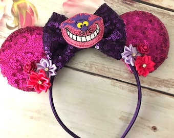 Cheshire Cat Mouse ears headband- Alice in Wonderland- Pink and Purple mouse ears