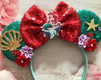 Ariel Inspired- Mouse Ears Headband-Under the Sea Party Headband-Little Mermaid-Halloween costume,dress up, vacation