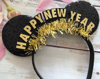 Diadema con orejas de Minnie Mouse para un Feliz Año Nuevo 2026 - Sombrero para la fiesta de Nochevieja