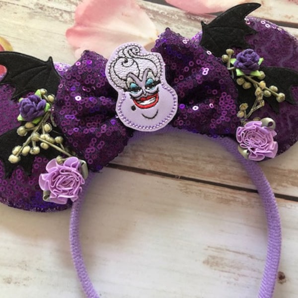 Ursula Mermaid villain sea witch Mouse ears headband-party headband-Halloween costume,dress up