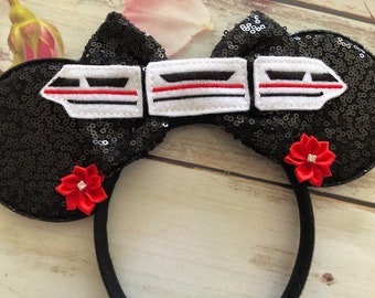 Red Monorail Mouse ears headband- Party fun Halloween Mouse ears headband