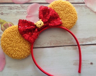 Pooh mouse ears headband-fuzzy mouse ears- Halloween costume, dress up